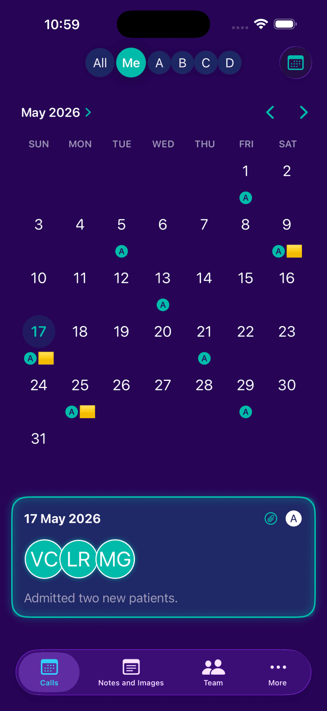 On-Call Schedule Pro — dark theme screenshot